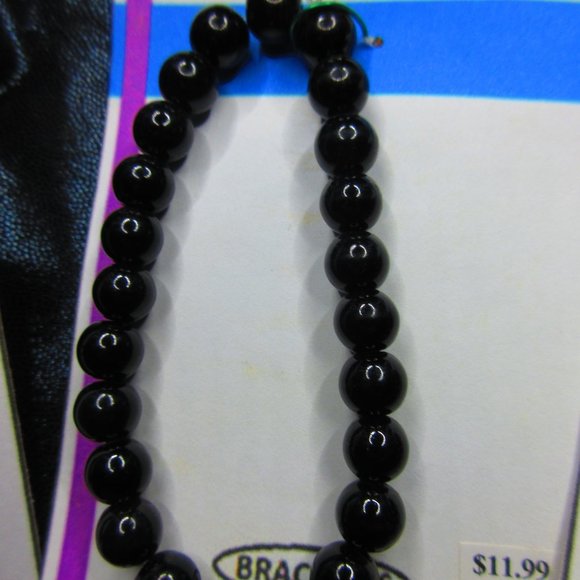 Black Glass Pearl 7" Stretchy Bracelet Lot Of 3 Different Bracelets - Picture 3 of 4
